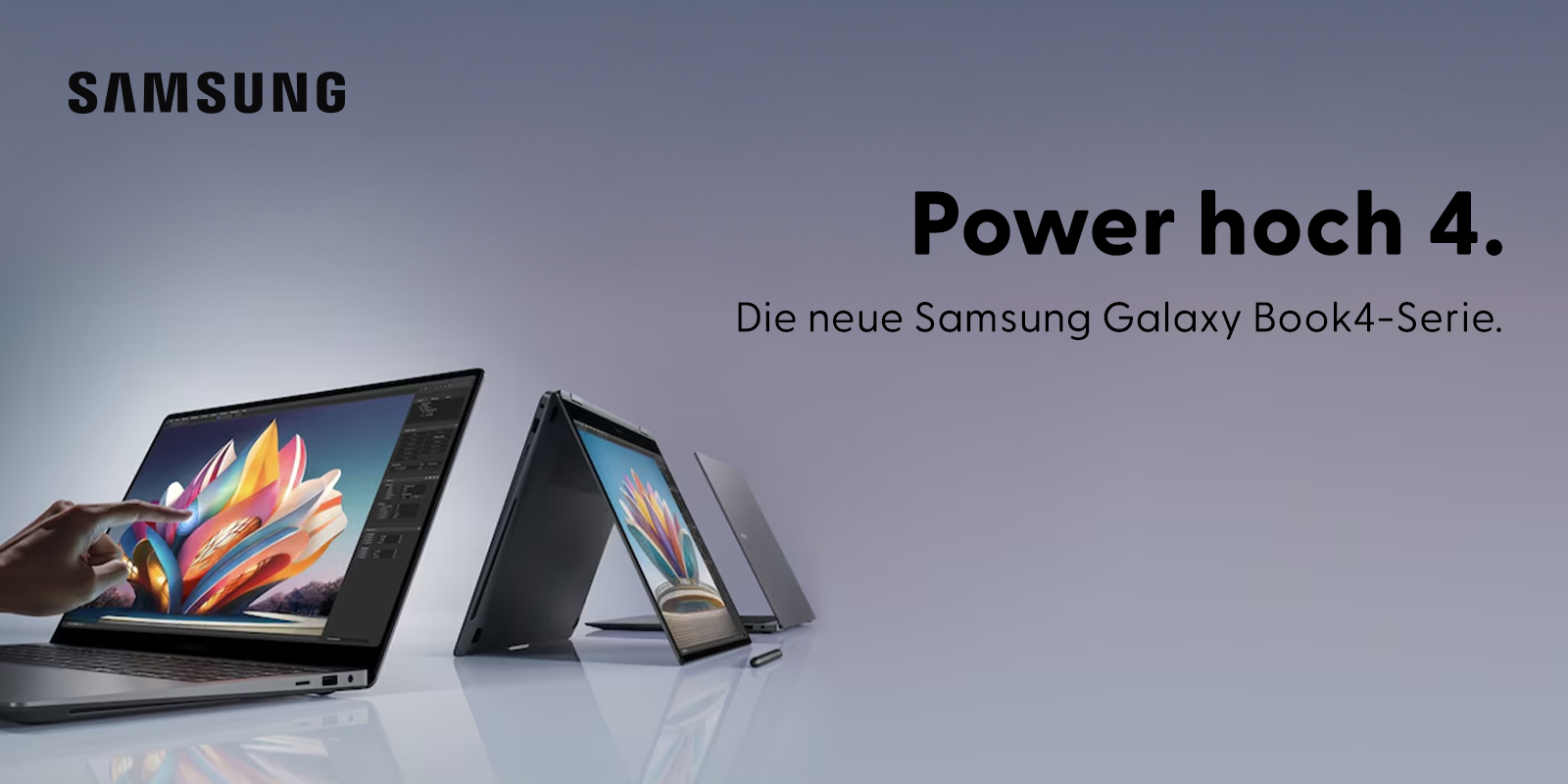 Entdecke die neue Samsung Galaxy Book4-Serie.